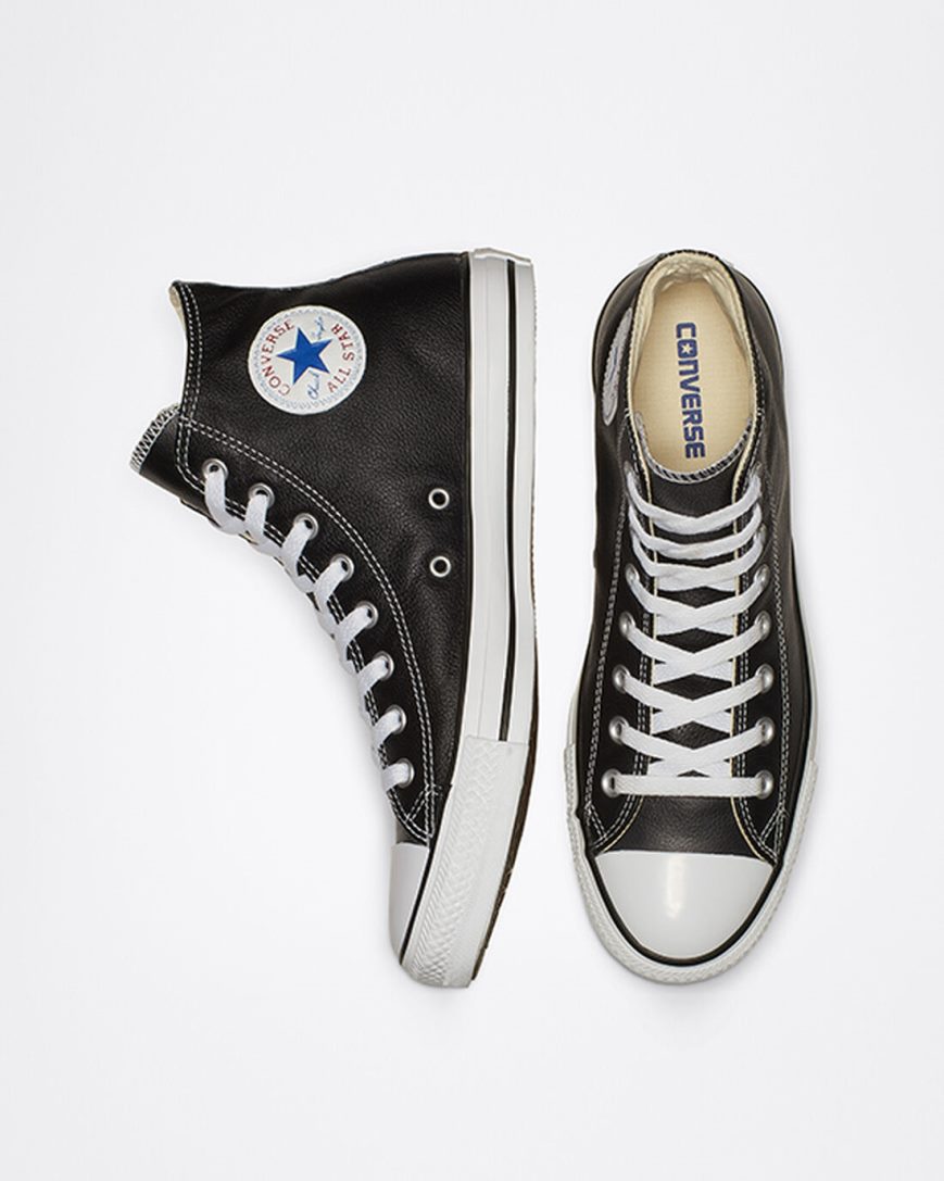 Zapatillas Altas Converse Chuck Taylor All Star Cuero Mujer Negras | PE E20P54